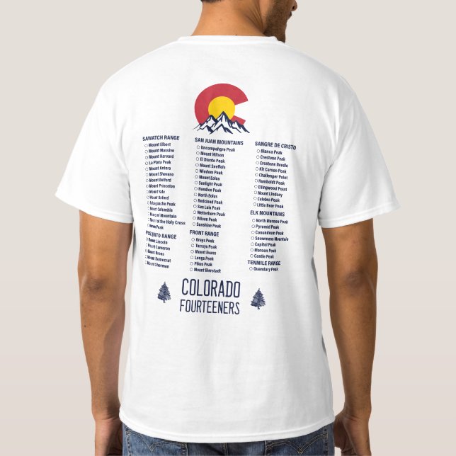 Camiseta Souvenirs de Montaña de Colorado 14ers (Reverso)