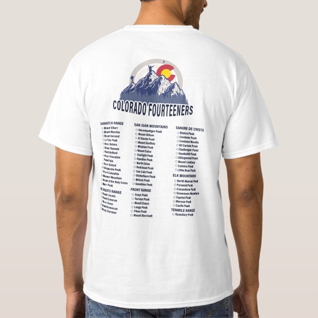 Camiseta Souvenirs de Montaña de Colorado 14ers (Reverso)
