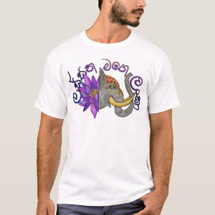 Camiseta souvenirs de Sri Lanka con elefante y Lotus
