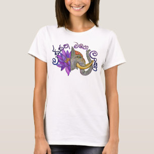 Camiseta souvenirs de Sri Lanka con elefante y Lotus