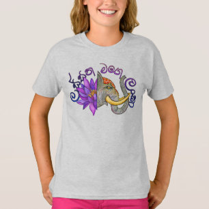 Camiseta souvenirs de Sri Lanka con elefante y Lotus