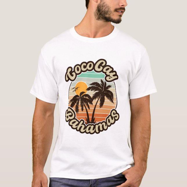 Camiseta Souvenirs Retro Sunset de Coco Cay Bahamas años 60 (Anverso)