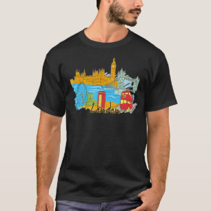 Camiseta Souvenirs Skyline de Londres British Uk Memorabili