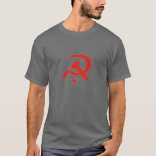 Camiseta soviética del martillo y de la hoz gris