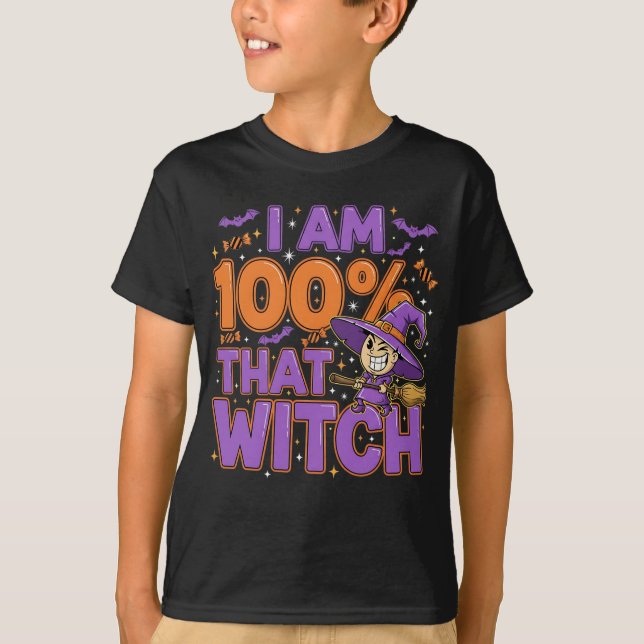 Camiseta Soy 100% esa diversión de bruja de Halloween (Anverso)
