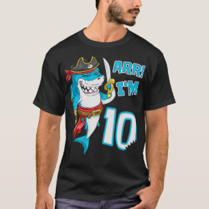 Camiseta Soy 10 años pirata de tiburones pirata 10 aniversa