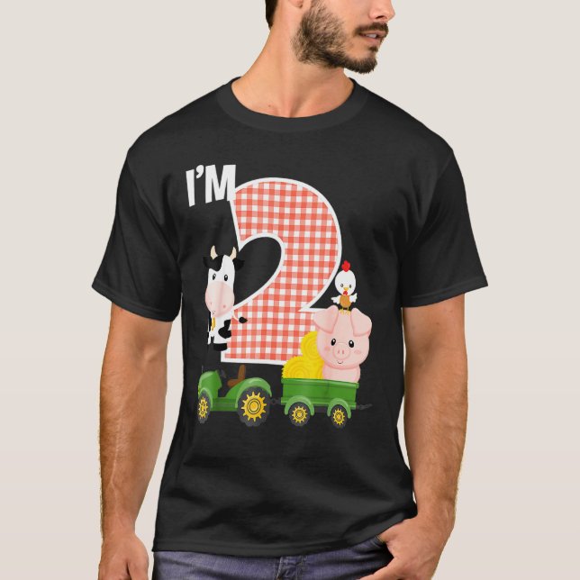 Camiseta Soy 2 Farm Animals Barnyard Tractor 2º cumpleaños  (Anverso)