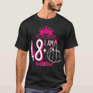 Camiseta Soy 48 Más 1 Mujer De La Corona Rosa Del Dedo Medi