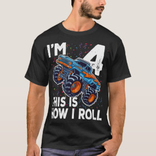 Camiseta Soy 4 Así es como hago rodar Monster Truck 4º cump