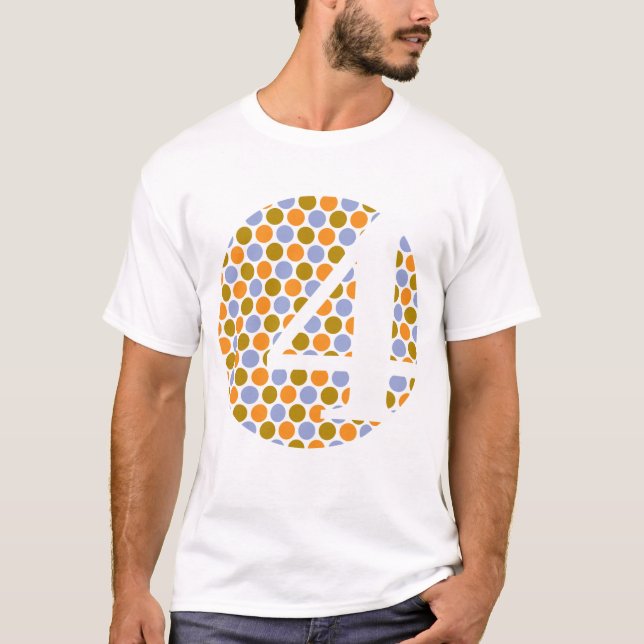 Camiseta ¡Soy 4! Blanco/naranja de Dottin de la polca (Anverso)