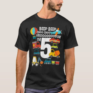 Camiseta Soy 5 Aniversario Niño 5 Trenes de Cumpleaños Avio