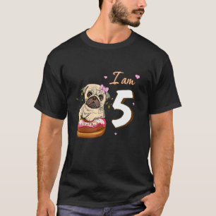 Camiseta Soy 5 Cumpleaños Cute Bonita Pug Con Ventilador De