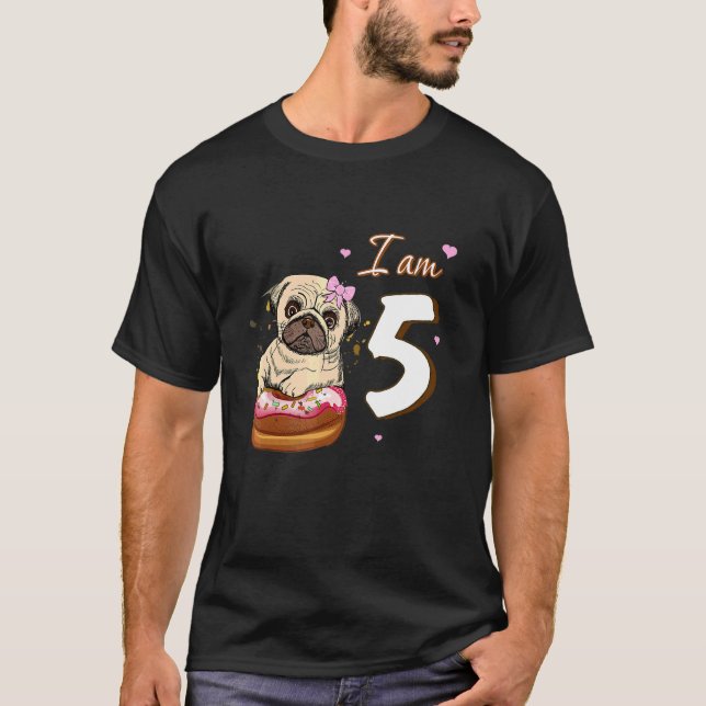 Camiseta Soy 5 Cumpleaños Cute Bonita Pug Con Ventilador De (Anverso)