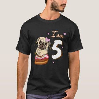 Camiseta Soy 5 Cumpleaños Cute Bonita Pug Con Ventilador De