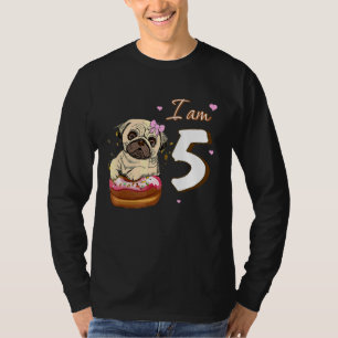 Camiseta Soy 5 Cumpleaños Cute Bonita Pug Con Ventilador De