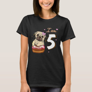 Camiseta Soy 5 Cumpleaños Cute Bonita Pug Con Ventilador De