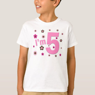 Camiseta Soy 5 Flores Rosa Y Marrón