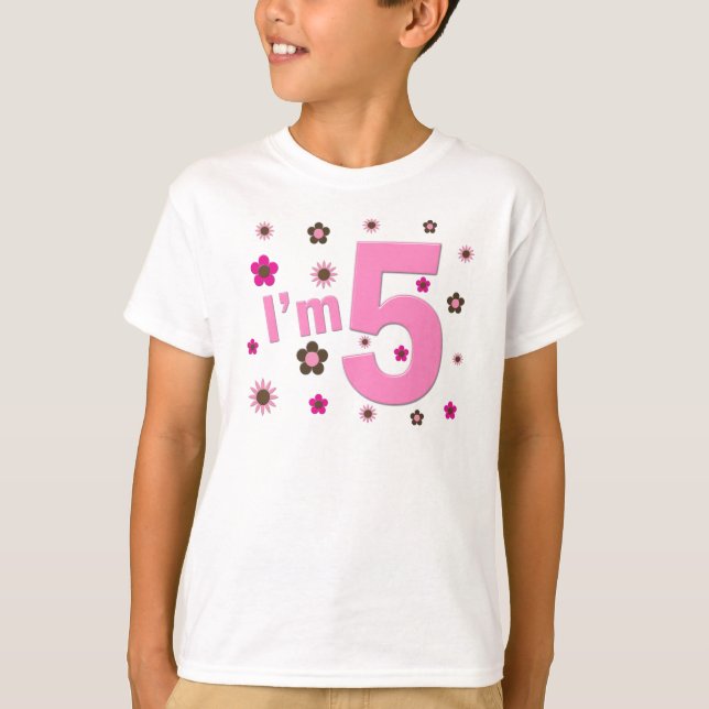 Camiseta Soy 5 Flores Rosa Y Marrón (Anverso)