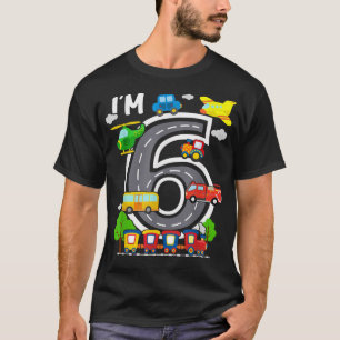 Camiseta Soy 6 Birthday Boy 6th Bday Train Car Fire Truck A