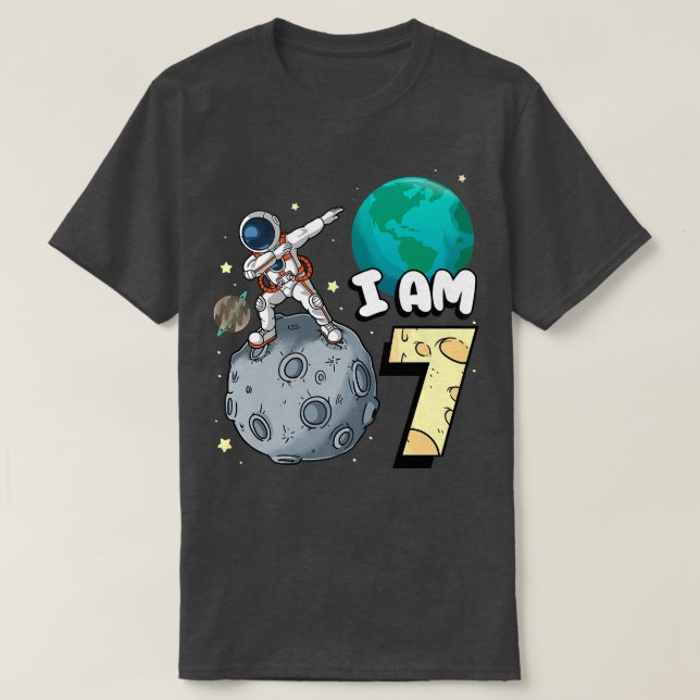 Camiseta Soy 7 Astronauta Espacial Kid Moon Walker 7 Nacimi (Diseño del anverso)
