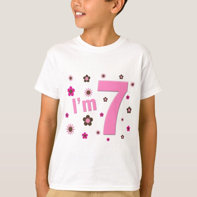 Camiseta Soy 7 flores del rosa y de Brown (Anverso)