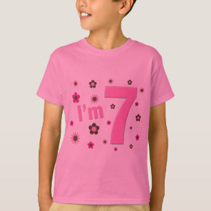 Camiseta Soy 7 flores del rosa y de Brown