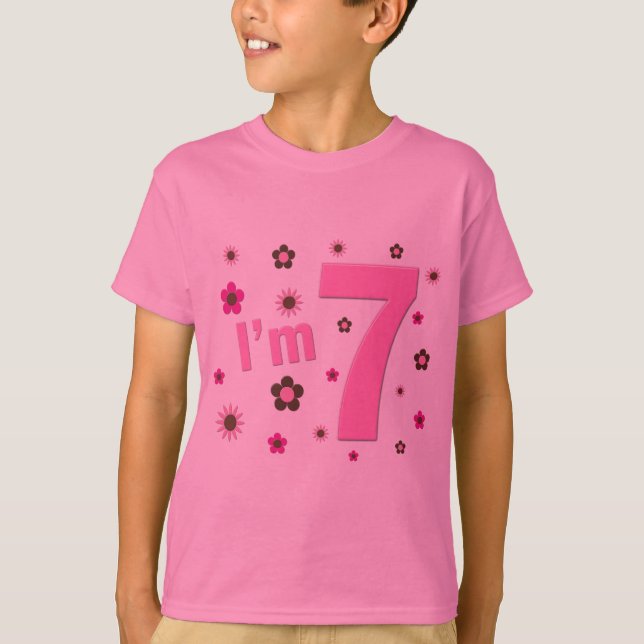 Camiseta Soy 7 flores del rosa y de Brown (Anverso)