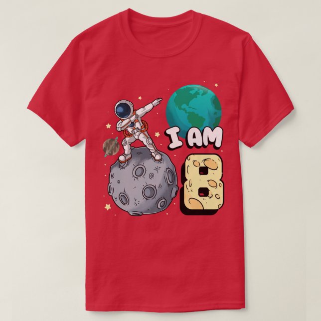 Camiseta Soy 8 Astronauta Espacial Kid Moon Walker 8nacer (Diseño del anverso)