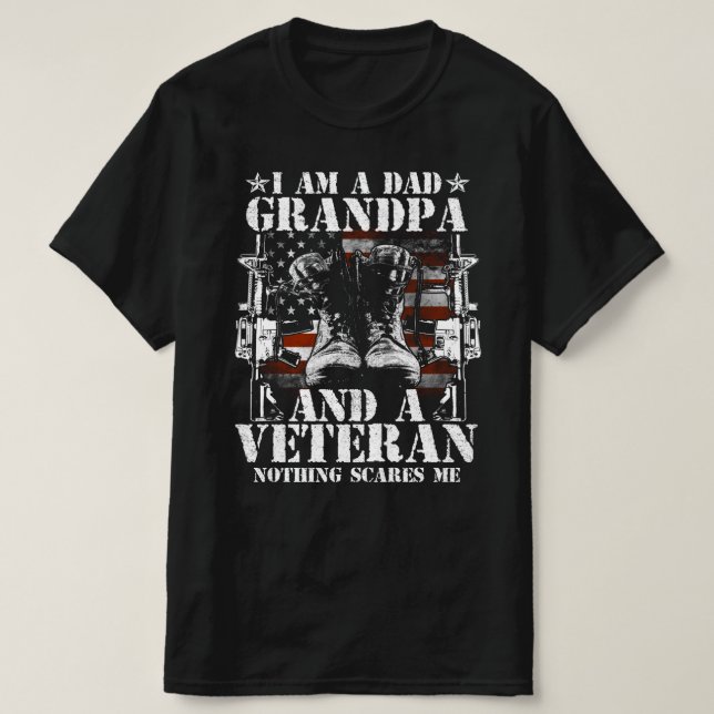Camiseta soy abuelo de papá y un veterano, nada me asusta (Diseño del anverso)