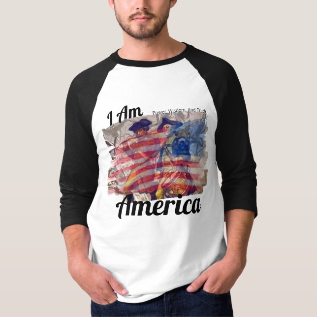 Camiseta SOY AMÉRICA, Poder, Sabiduría y Verdad (Anverso)