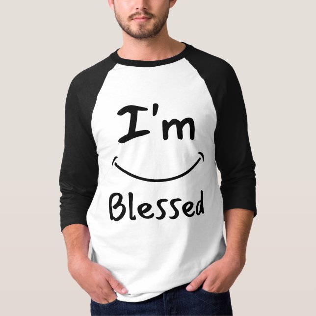 Camiseta Soy bendito sonrisa bíblica 3/4 masculino (Anverso)