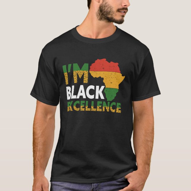 Camiseta Soy Black Excellence Leopard Black History Month (Anverso)
