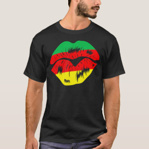 Camiseta Soy Black History Month Shirps Lips Red Green Gold