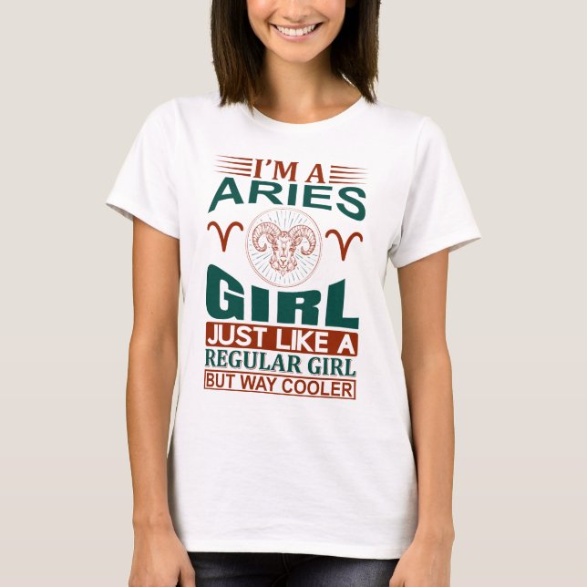 Camiseta Soy Chica de Aries Guay Rótulo Zodiac (Anverso)