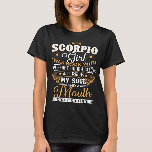 Camiseta Soy Chica De Escorpio. Rótulo Escorpio Zodiac (Anverso)