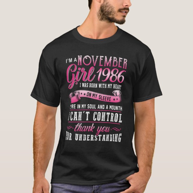 Camiseta Soy Chica de Noviembre 1986 37º cumpleaños 37 años (Anverso)