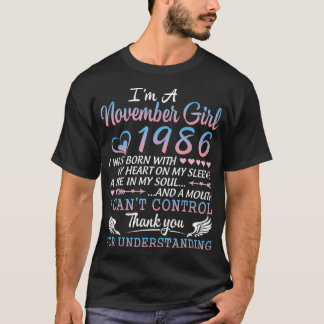 Camiseta Soy Chica de noviembre de 1986 Feliz cumpleaños 34