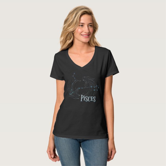 Camiseta Soy Chica de Pisces. Rótulo de moda Pisces Zodiac (Anverso completo)