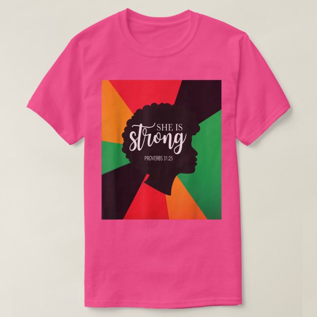 Camiseta Soy Cristiana De La Historia Negra Ella Es Fuerte  (Diseño del anverso)