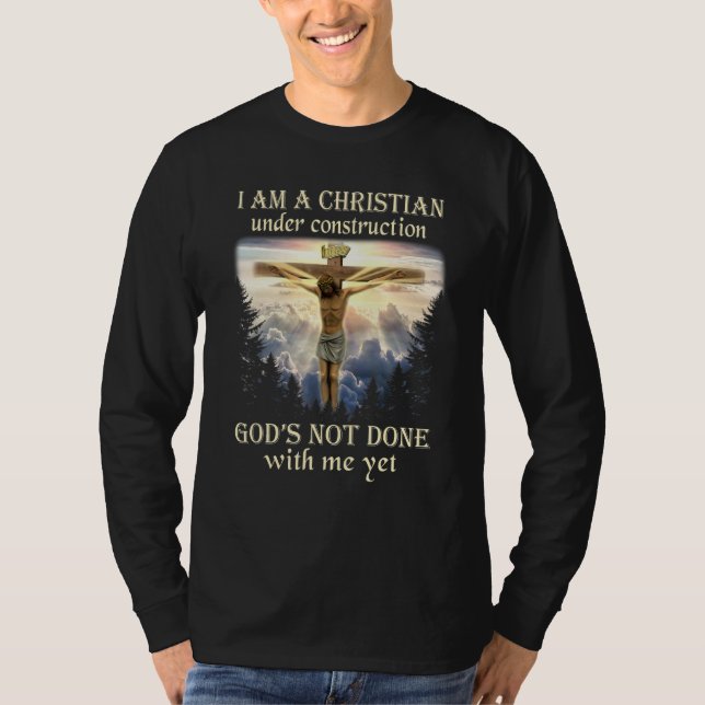 Camiseta Soy Cristiano En Construcción Jesús Crucifijo (Anverso)