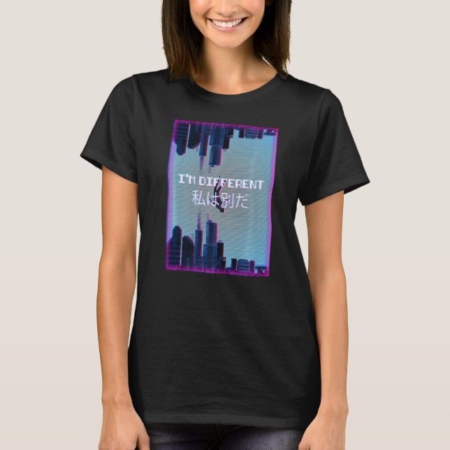 Camiseta Soy diferente de Vaporwave estético de 90 (Anverso)