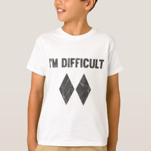 Camiseta Soy Difícil Doble Diamante Negro Esquí Snowboard _
