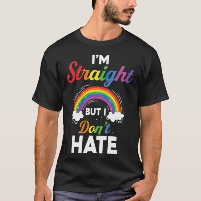 Camiseta Soy Directo Pero No Odio El Orgullo LGBT Lgb (Anverso)