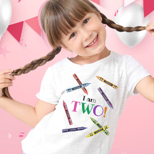 Camiseta Soy Dos Niños Crayon Segundo Fiesta de Cumpleaños