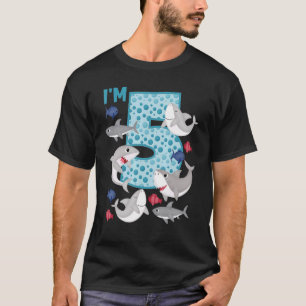 Camiseta Soy el 5.º cumpleaños de la tripulación del tiburó