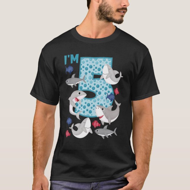 Camiseta Soy el 5.º cumpleaños de la tripulación del tiburó (Anverso)