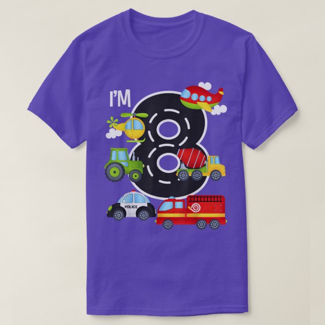 Camiseta Soy el 8 cumpleaños del Plan Aéreo del Camión de B (Diseño del anverso)