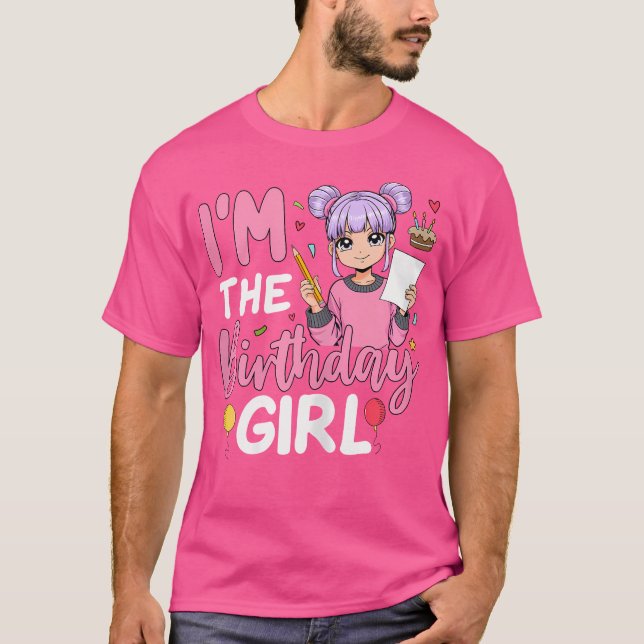 Camiseta Soy El Chica De Cumpleaños Anime Chica De Esbozo (Anverso)
