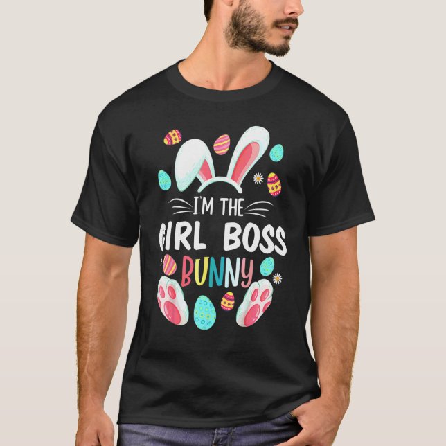 Camiseta Soy el Chica Jefe Bunny Matching Family Easter Par (Anverso)