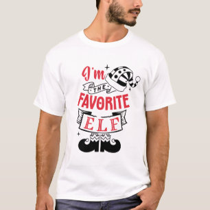 Camiseta Soy el elfo favorito en diseño rojo y negro